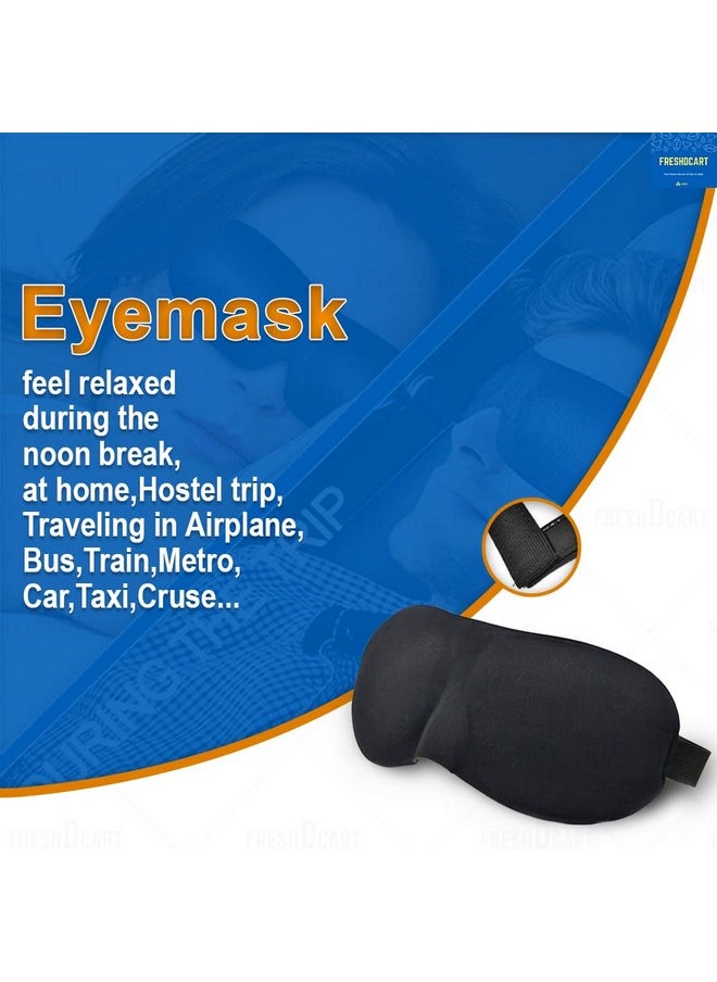 FreshDcart - Sleeping Smooth Silk Travel Eye Mask/Blind Fold Meditation With Adjustable 3D Shape Sleep Mask For Men Women Girls Boys Black - Image 1