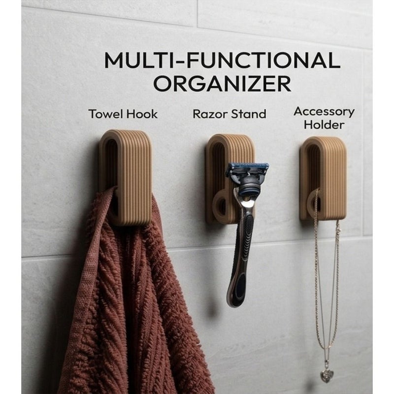 White Adhesive Towel Rack Wall Mounted Without Drilling 3D Printed Home Organizer - Image 5