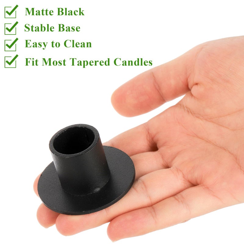 ZENFUN Set of 10 Taper Candle Holders, Iron Black Candlestick Holders Bulk, Table Centerpiece Candlestick Holder Bulk, Matte Black Candle Holder for Home Decor, Party, Wedding, Anniversary - Image 3