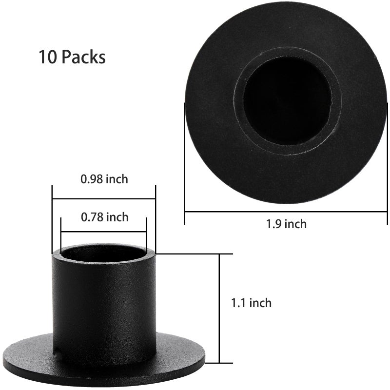 ZENFUN Set of 10 Taper Candle Holders, Iron Black Candlestick Holders Bulk, Table Centerpiece Candlestick Holder Bulk, Matte Black Candle Holder for Home Decor, Party, Wedding, Anniversary - Image 2
