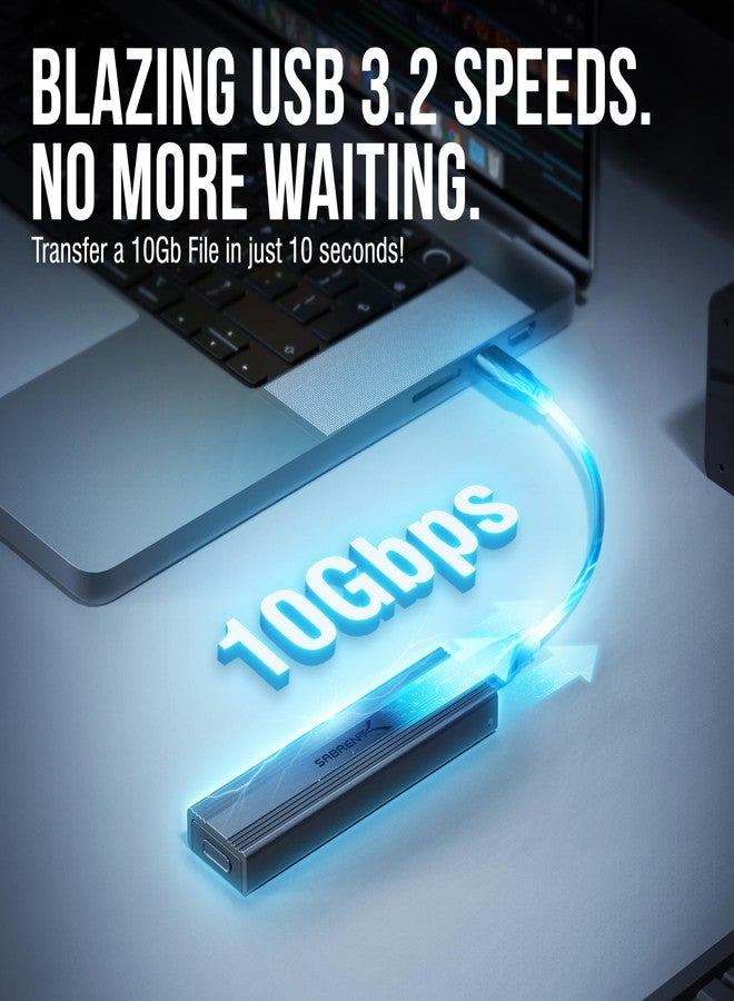 SABRENT USB 3.2 10Gbps Type C Tool Free Enclosure for M.2 PCIe NVMe and SATA SSDs (EC-SNVE) - Image 2