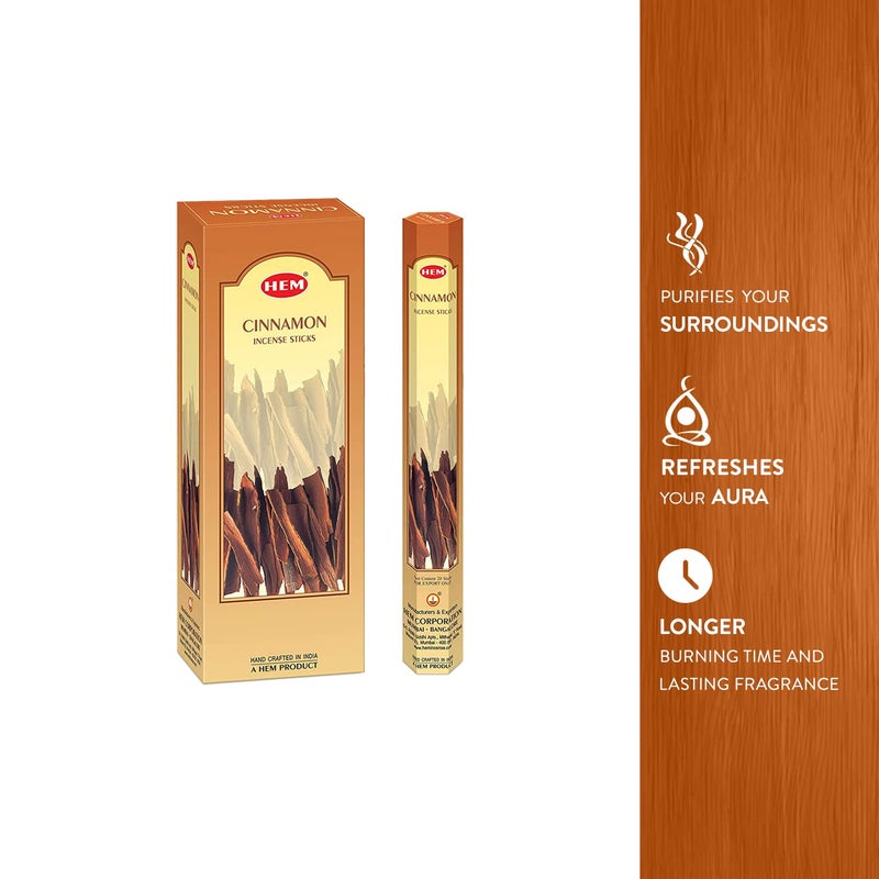 HEM Cinnamon Black Incense Sticks Agarbatti for Home Freshness Prayer Positive Energy Yoga Meditation Handcrafted Low Smoke Burning Time 3540 Minutes Approx 120 Sticks - Image 4
