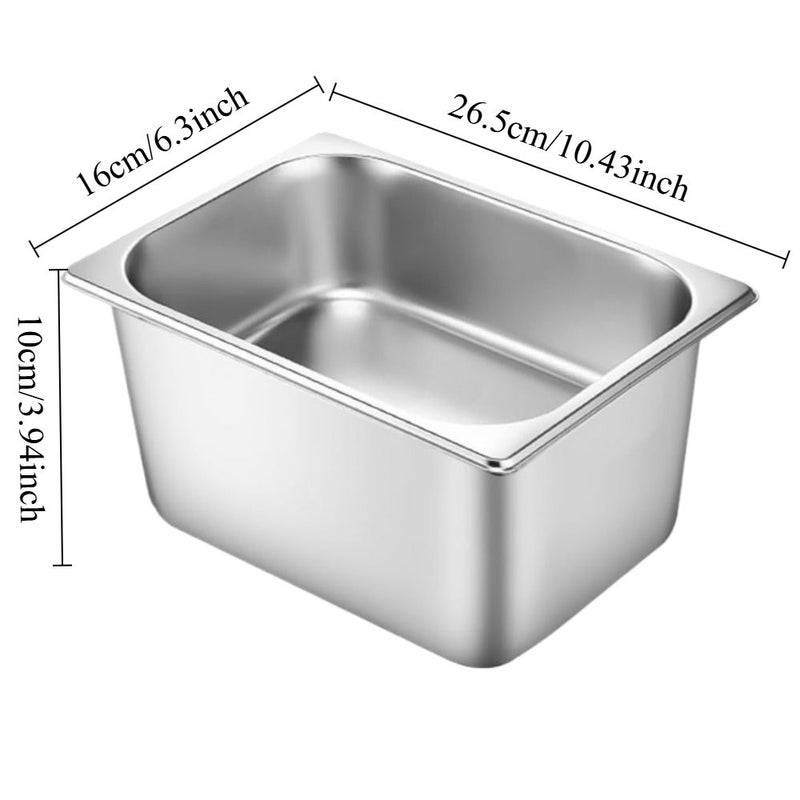 2 Sets 1 4 Size Stainless Steel Hotel Pan 4 Inch Deep With Lid Anti Jam Chafing Steam Table Pan Catering Food Storage Metal Pan For Cooking - Image 1