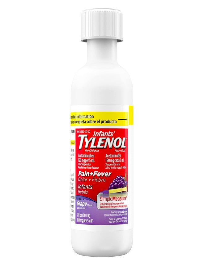 Tylenol Infants' Tylenol Liquid Pain Relief & Fever Medicine, Oral Suspension, Acetaminophen for Sore Throat, Headache & Teething, Pain Reliever & Fever Reducer for Kids; Grape Flavor, 2 fl. oz.; Pack of 1 - Image 1