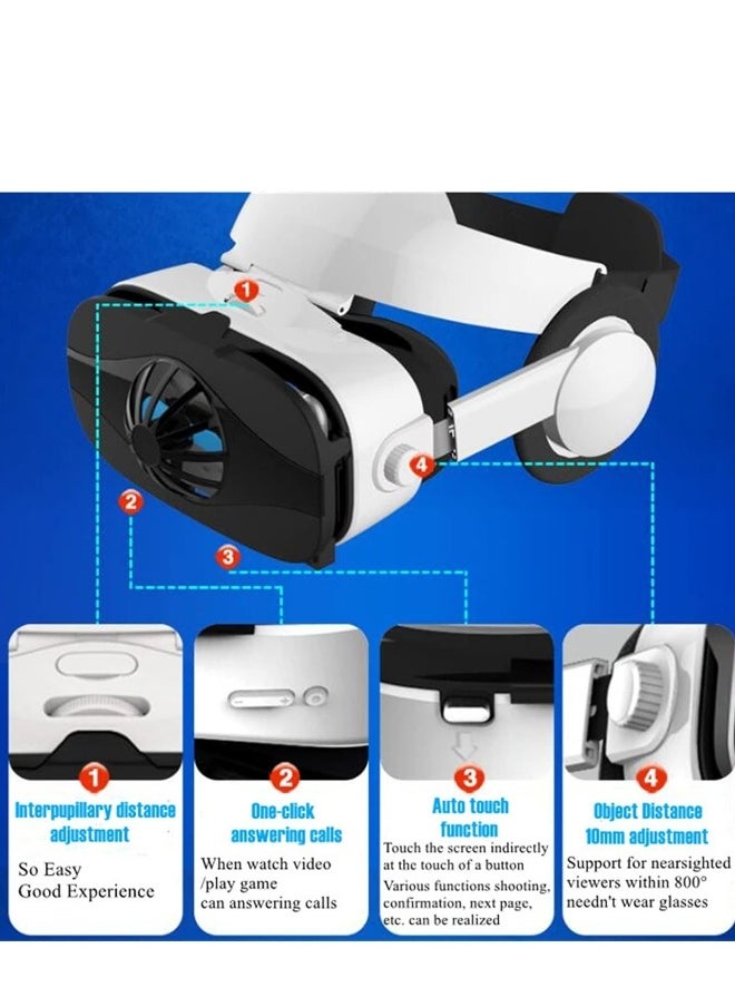 Generic - Virtual Reality 3D VR Headset Smart Glasses for Mobile Cell Phone Smartphones 4-6.4Inch Lenses Binoculars with Controller for iOS Compatible for Android Smartphone 5F Mini B03 - Image 1