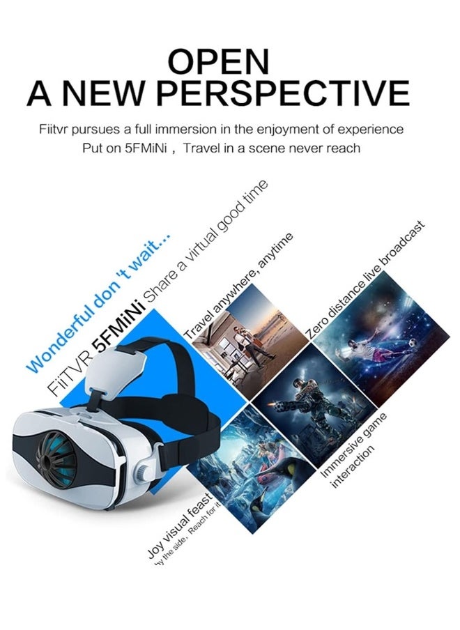 Generic Virtual Reality 3D VR Headset Smart Glasses for Mobile Cell Phone Smartphones 4-6.4Inch Lenses Binoculars with Controller for iOS Compatible for Android Smartphone 5F Mini B03  - Image 4