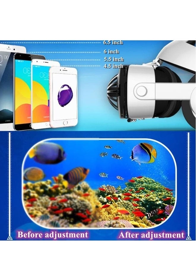 Generic - Virtual Reality 3D VR Headset Smart Glasses for Mobile Cell Phone Smartphones 4-6.4Inch Lenses Binoculars with Controller for iOS Compatible for Android Smartphone 5F Mini B03 - Image 1