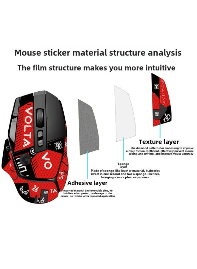 Applicable To Logitech G502X PLUS Wired Wireless Mouse Anti-slip Stickers Full Set Of Sweat-absorbing Stickers Wholesale-Color:G502X-SY-040 Team Printing/Black Diamond-all Inclusive  - Image 4