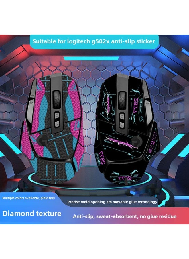 Applicable To Logitech G502X PLUS Wired Wireless Mouse Anti-slip Stickers Full Set Of Sweat-absorbing Stickers Wholesale-Color:G502X-SY-040 Team Printing/Black Diamond-all Inclusive  - Image 2