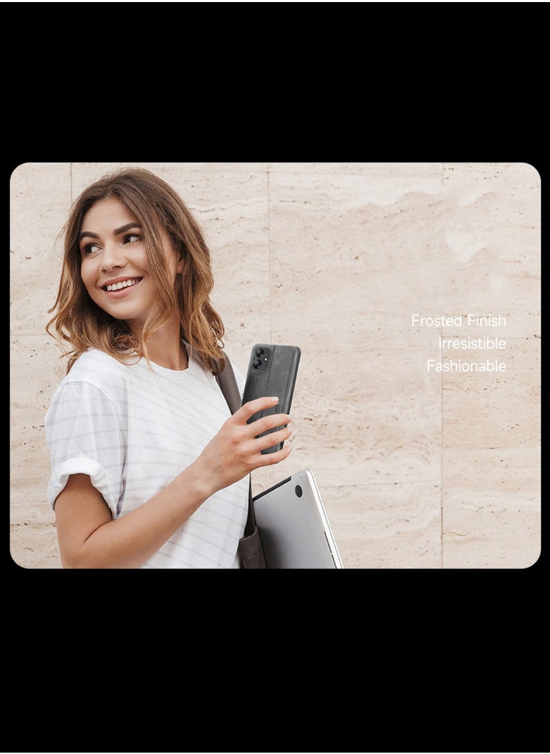 OMAKER Premium Stylish PU Leather Shockproof Back Cover Case for Samsung Galaxy A04e - Black  - Image 2