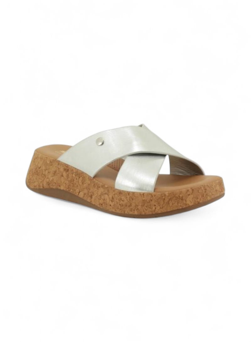 Bata Metallic Cross-Strap Wedge Sandal - Image 1