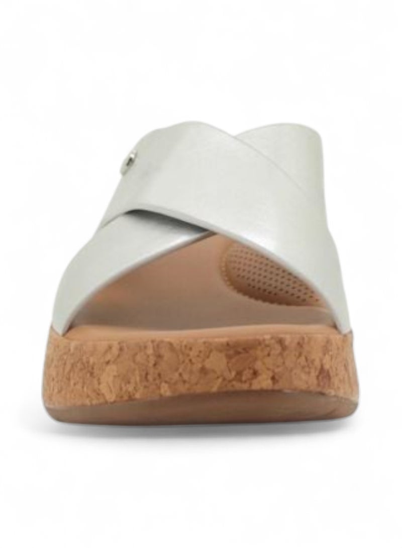 Bata Metallic Cross-Strap Wedge Sandal - Image 2