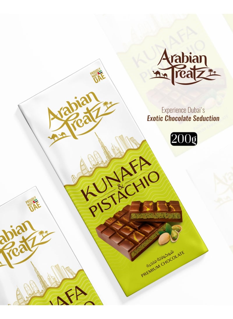 Arabian Treatz - Kunafa & Pistachio Premium Chocolate – 200g - Image 1