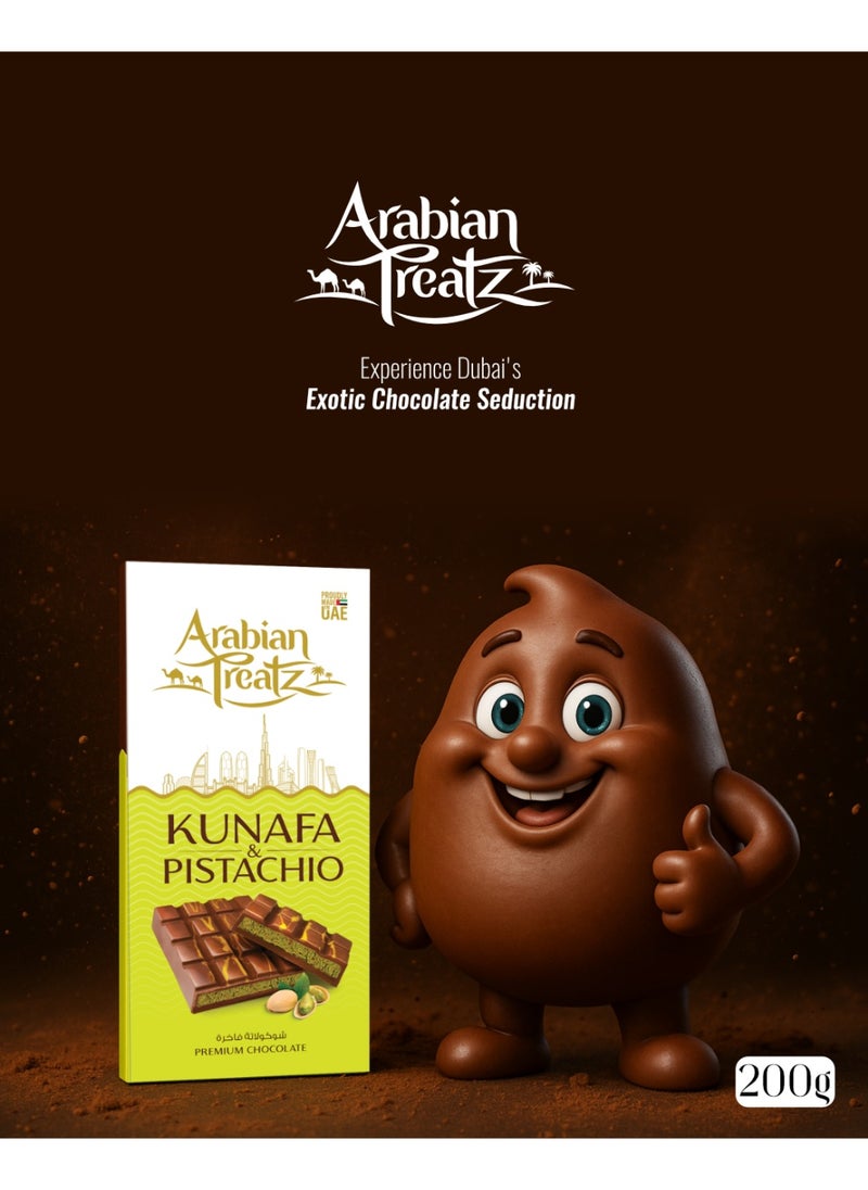 Arabian Treatz - Kunafa & Pistachio Premium Chocolate – 200g - Image 1