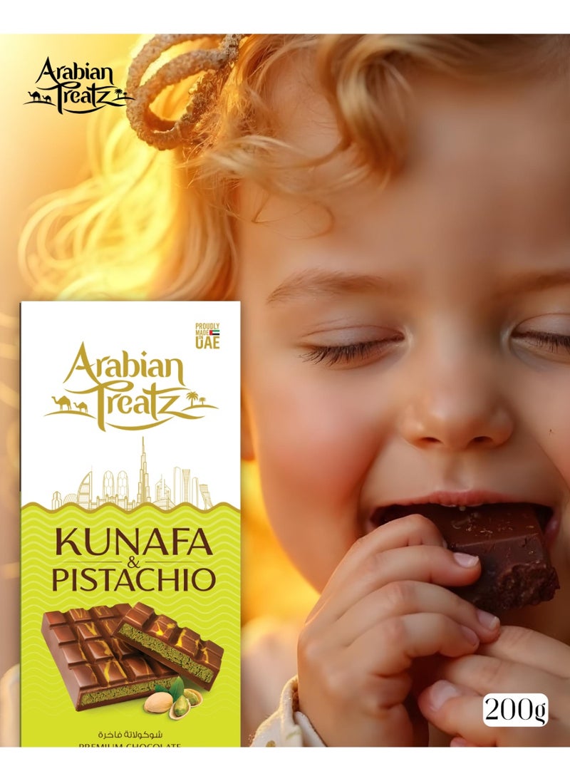 Arabian Treatz - Kunafa & Pistachio Premium Chocolate – 200g - Image 1
