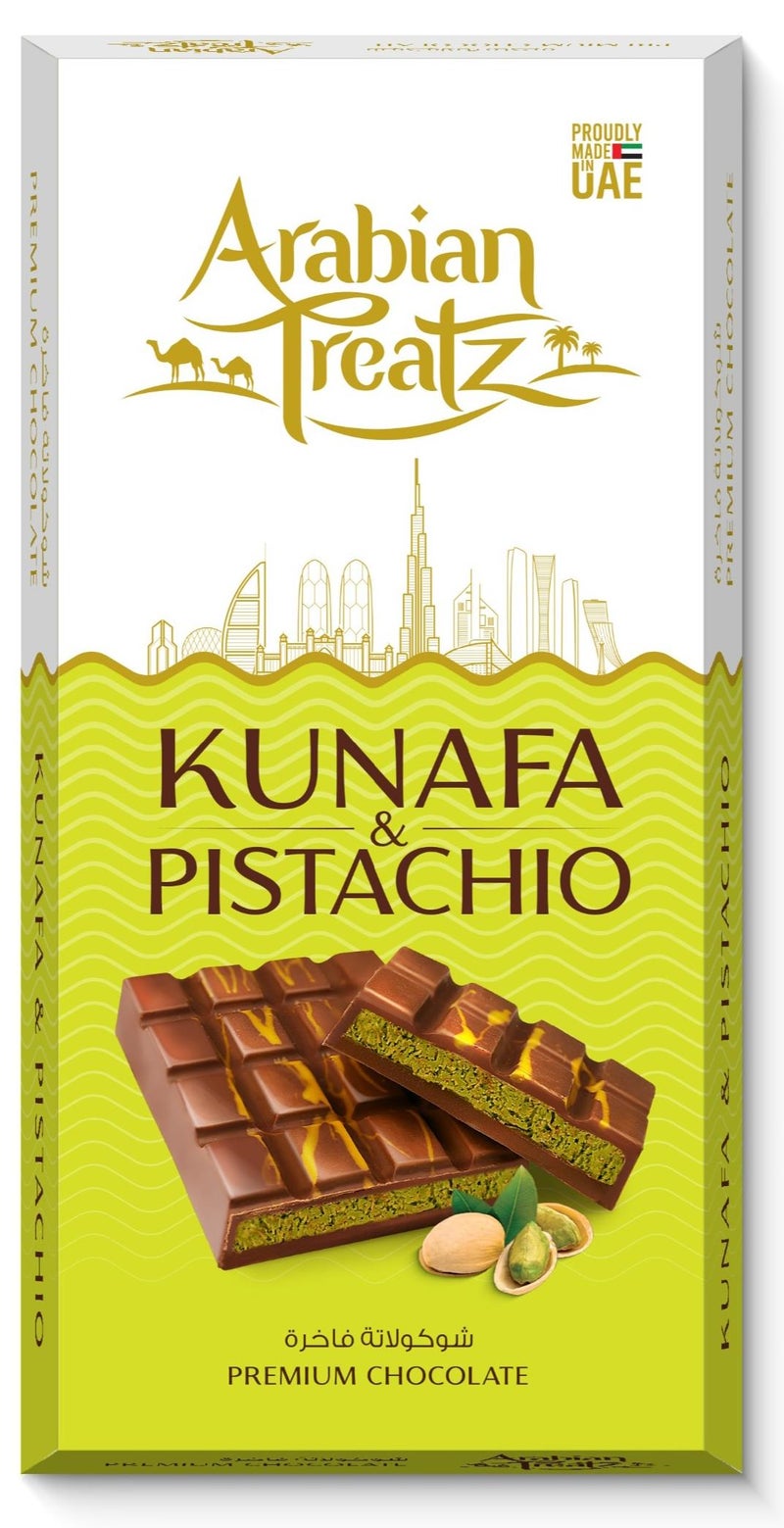 Arabian Treatz Kunafa & Pistachio Premium Chocolate – 200g - Image 1