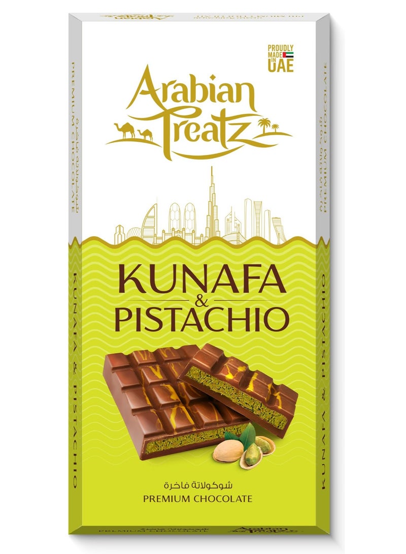 Arabian Treatz Kunafa & Pistachio Premium Chocolate – 200g - Image 1