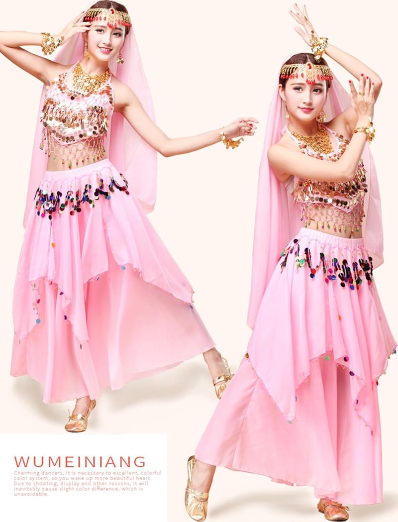 ORIDOOR Women's Belly Dance Dress Crop Sequin top Chiffon Dress Halloween Dress - Image 3