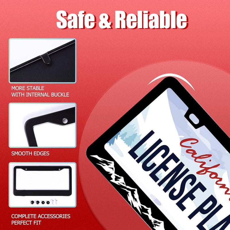 UNINDREM Mountain License Plate Frame - Stainless Steel, Rust-Proof, 12x6 Inch - Image 2