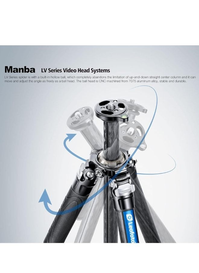 Leofoto Leofoto LV-284C 4 Section Carbon Fiber Tripod Manba LV Series Video Tripod System  - Image 2
