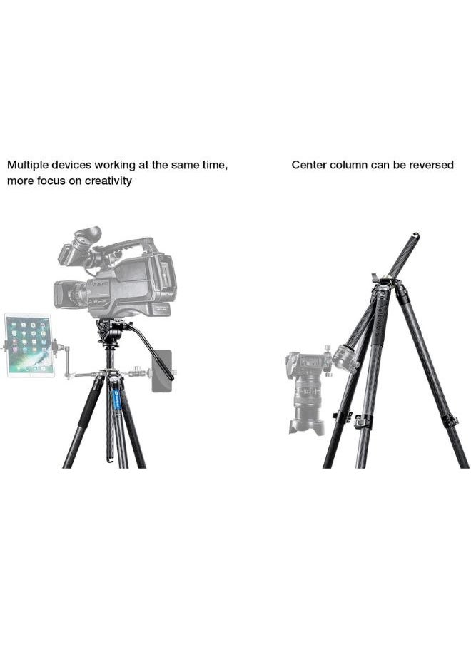 Leofoto Leofoto LV-284C 4 Section Carbon Fiber Tripod Manba LV Series Video Tripod System  - Image 4