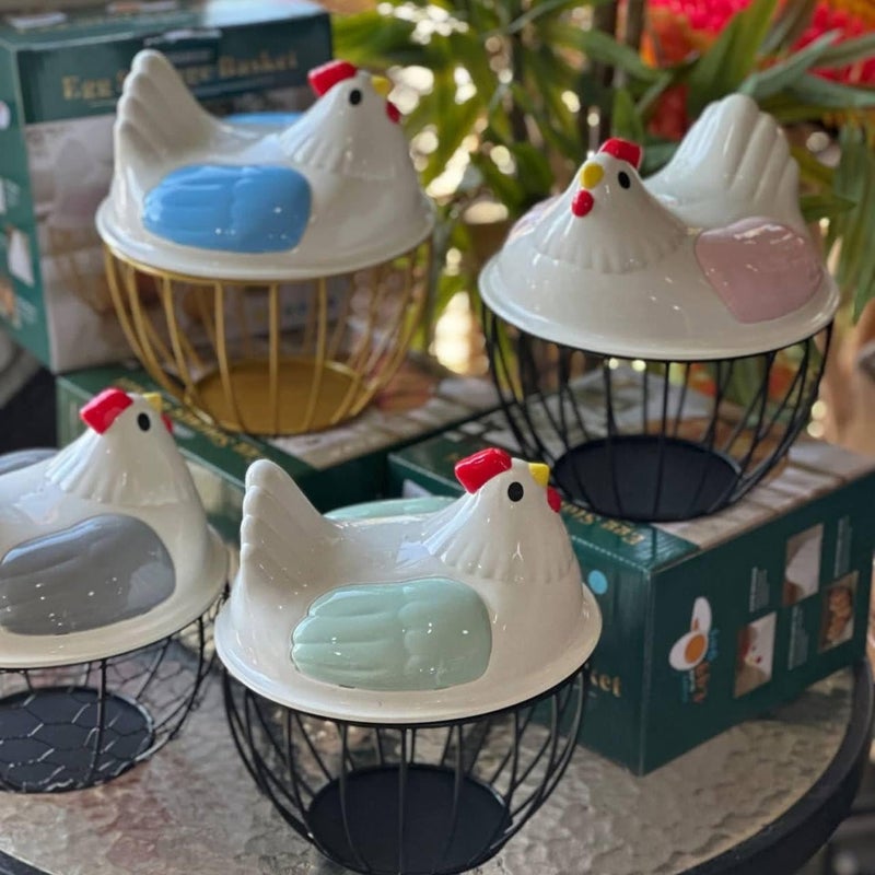 Decorative Chicken Egg Holder Stand Metal Forged Egg Storage Rack Kitchen Organizer for Eggs Countertop Fridge Safe Storage Home Use Decor (Two packs) - Image 5