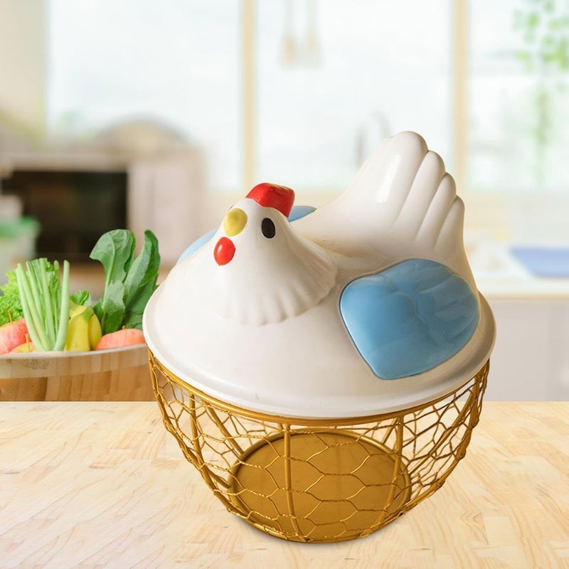 Decorative Chicken Egg Holder Stand Metal Forged Egg Storage Rack Kitchen Organizer for Eggs Countertop Fridge Safe Storage Home Use Decor (Two packs) - Image 3