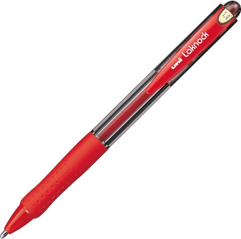 Uniball uni-ball Mitsubishi Laknock 1.4 mm Red Ball Point Pen Pack of 12 - Image 1