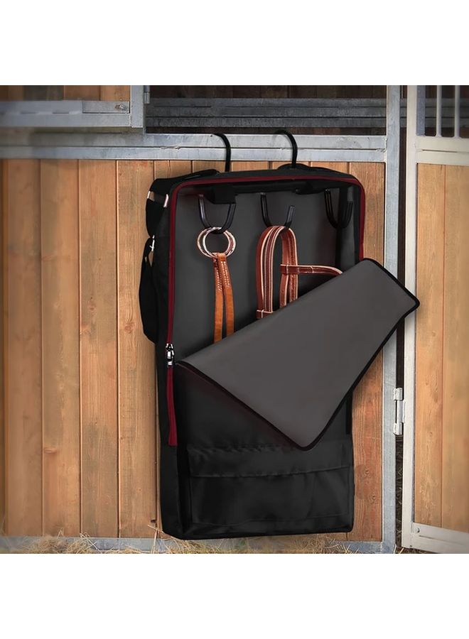 حقيبة منظم معدات الخيول المحمولة كبيرة السعة باللون الأحمر مع 3 حوامل خطافية - Image 4