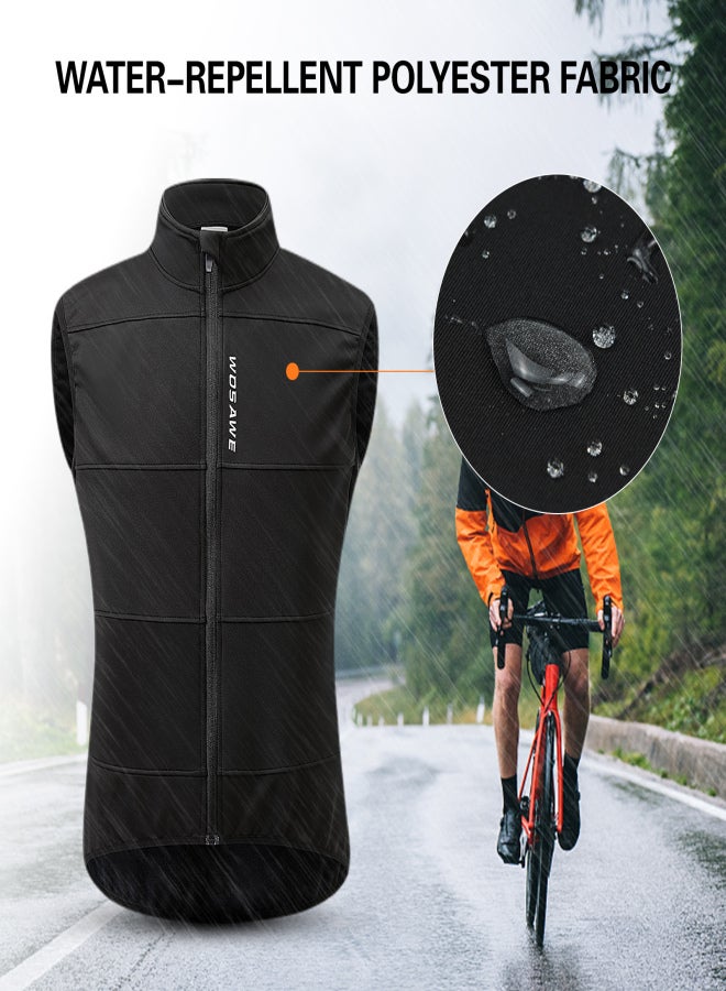 WOSAWE Men Cycling Vest Windproof Thermal Fleece Sleeveless Bike Jacket for Outdoor Sport Running Hiking Walking - Image 4
