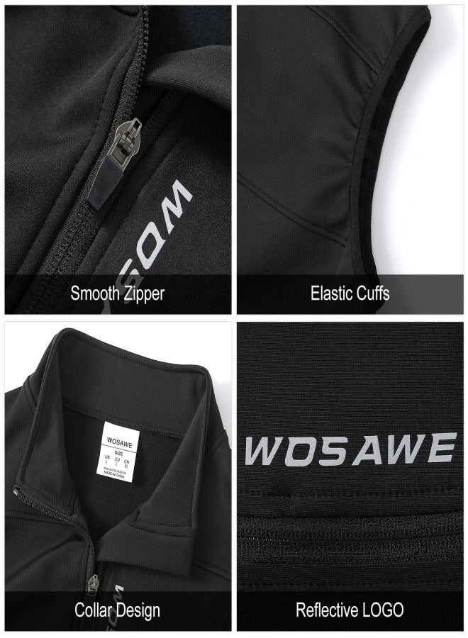 WOSAWE Men Cycling Vest Windproof Thermal Fleece Sleeveless Bike Jacket for Outdoor Sport Running Hiking Walking - Image 5