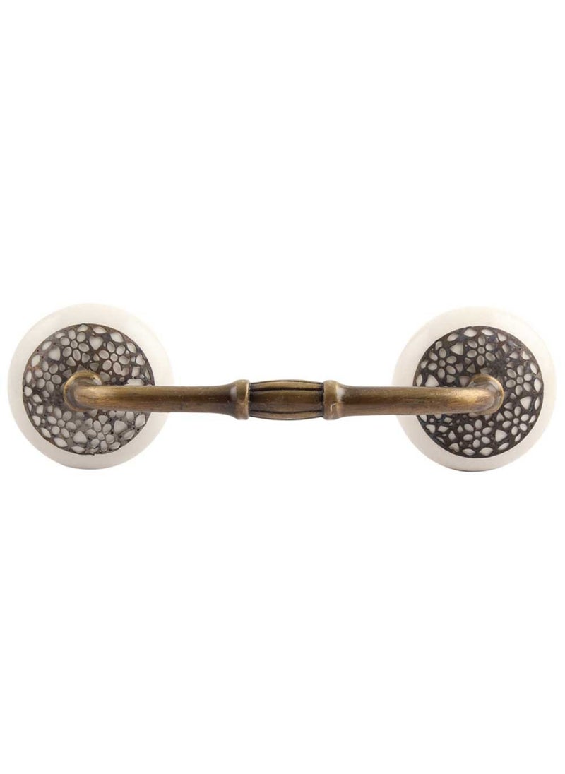 Indian-Shelf IndianShelf 1 Pack Cream Decorative Drawer Pulls Unique Cabinet Handles for Door Dresser Antique Hardware 6 Hole to Hole BH330CK766 
