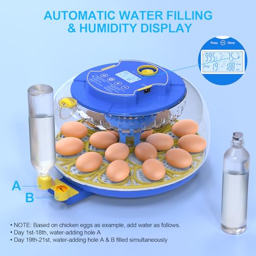 NyPots 18 Egg Incubators for Hatching Eggs with Temperature Control, Egg Incubator with Automatic Egg Turning and Humidity Display, Built-in Egg Candler Incubator for Chicken Eggs, Duck, Goose & Quail - Image 3