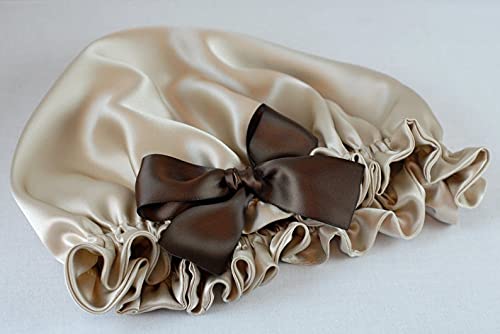 VIYANSHI Adjustable Satin Sleep Cap Hair Bonnet Double Layered Reversible for Women Protective Sleep Hairstyles Gold - Image 5