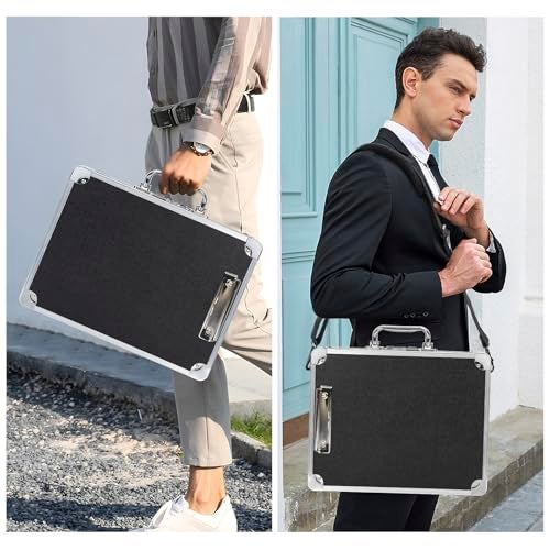 LASUK Aluminum Briefcase, Key Lock Clipboard Storage Box, Lockable Storage Case with Foot pad and Corner Protectors, 13x 10x 2.75 inch - Image 5
