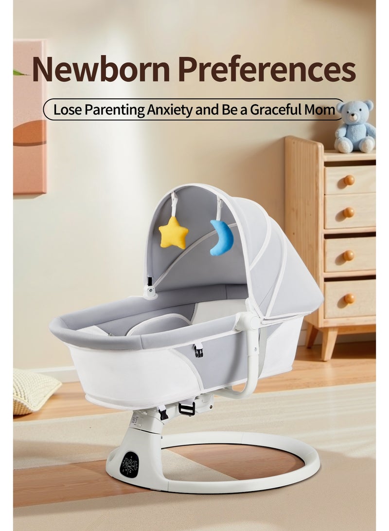 Apexll Smart Baby Swing Cradle with Remote Control, 5 Speed Adjustable Rocking Chair, Bluetooth and USB Music Playback, Timer 8 15 30 min, Washable Cushion, 5 Point Safety Belt, Soft Breathable Fabric for Newborns  - Image 2