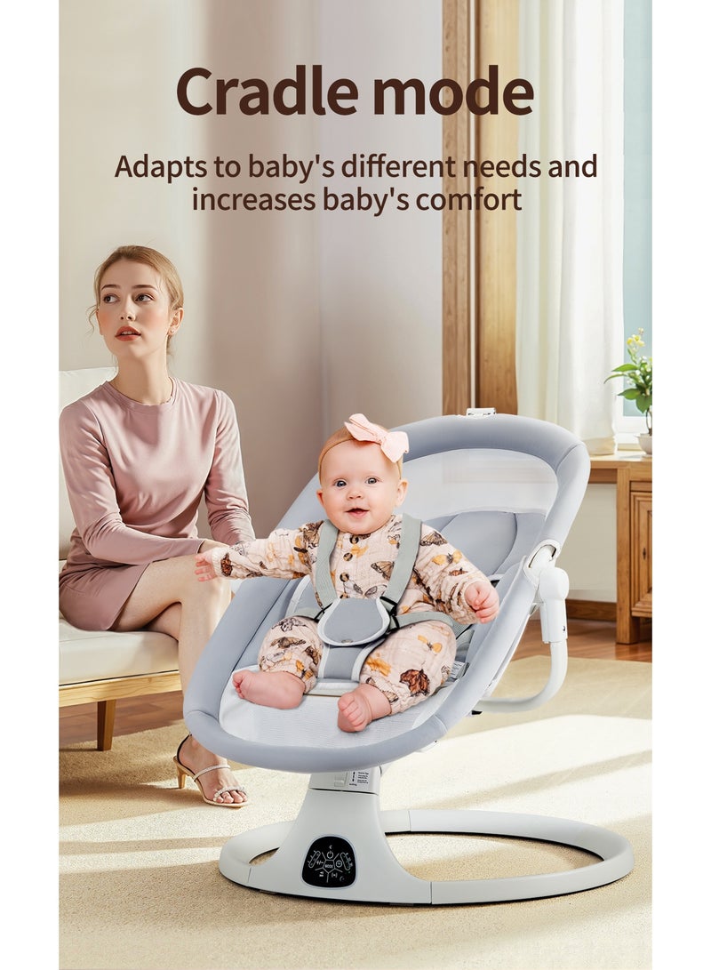 Apexll Smart Baby Swing Cradle with Remote Control, 5 Speed Adjustable Rocking Chair, Bluetooth and USB Music Playback, Timer 8 15 30 min, Washable Cushion, 5 Point Safety Belt, Soft Breathable Fabric for Newborns  - Image 5