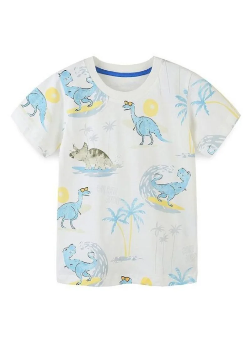 يونيكي White Conversational print Printed Round Neck Cotton T-shirt