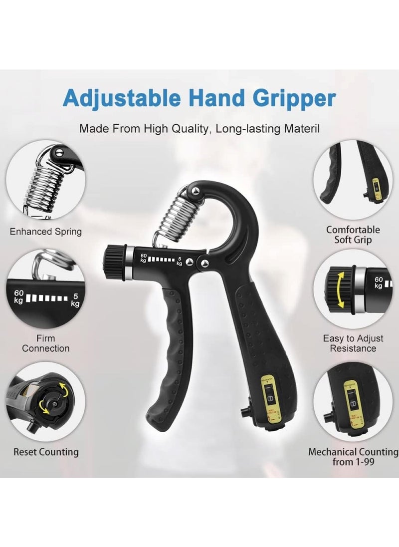 Grip Hand Strengthener Advanced Resistance Trainer Black 5Kg to 60Kg Strength