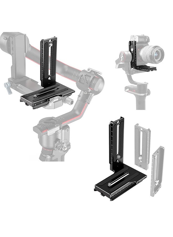 Peachjoy Aluminum L Bracket Vertical Horizontal Switching Quick Release Plate for DJI Ronin RS2 RSC2 for Zhiyun Weebill-S Gimbal Stabilizer Tripod Monopod and SLRs  - Image 1