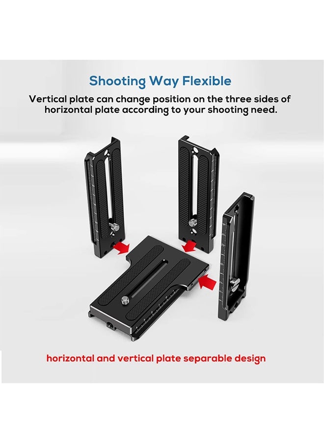 Peachjoy Aluminum L Bracket Vertical Horizontal Switching Quick Release Plate for DJI Ronin RS2 RSC2 for Zhiyun Weebill-S Gimbal Stabilizer Tripod Monopod and SLRs  - Image 3