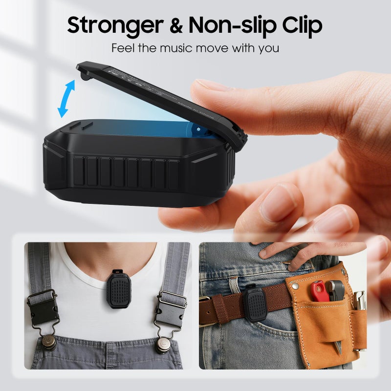 comiso Wearable Bluetooth Speaker- IPX7 Waterproof Updated, 10H Playtime Clip-On Wireless Portable Speaker Built-in Mic for Hands-Free Music/Calls, Work/Outdoor,Running/Cycling - Image 5