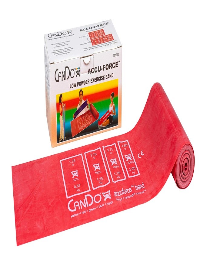 CanDo AccuForce Latex Resistance Bands, Light Resistance, Red, 6 Yard Roll - Image 1