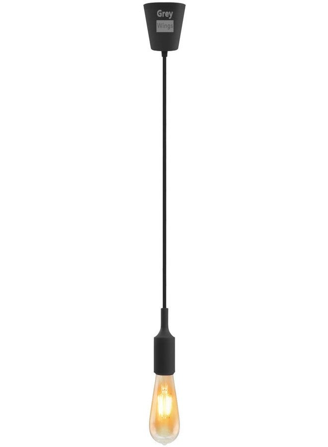 GreyWings Plastic Edison Tungsten E27 Holder Ceiling Lamp, Hanging Light (Black), Pack of4 - Image 2