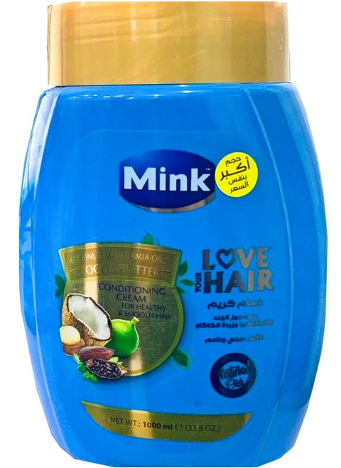 Mink Hair Conditioning Cream With Coconut, Macadamia Oils & Cocoa Butter 1000 ml