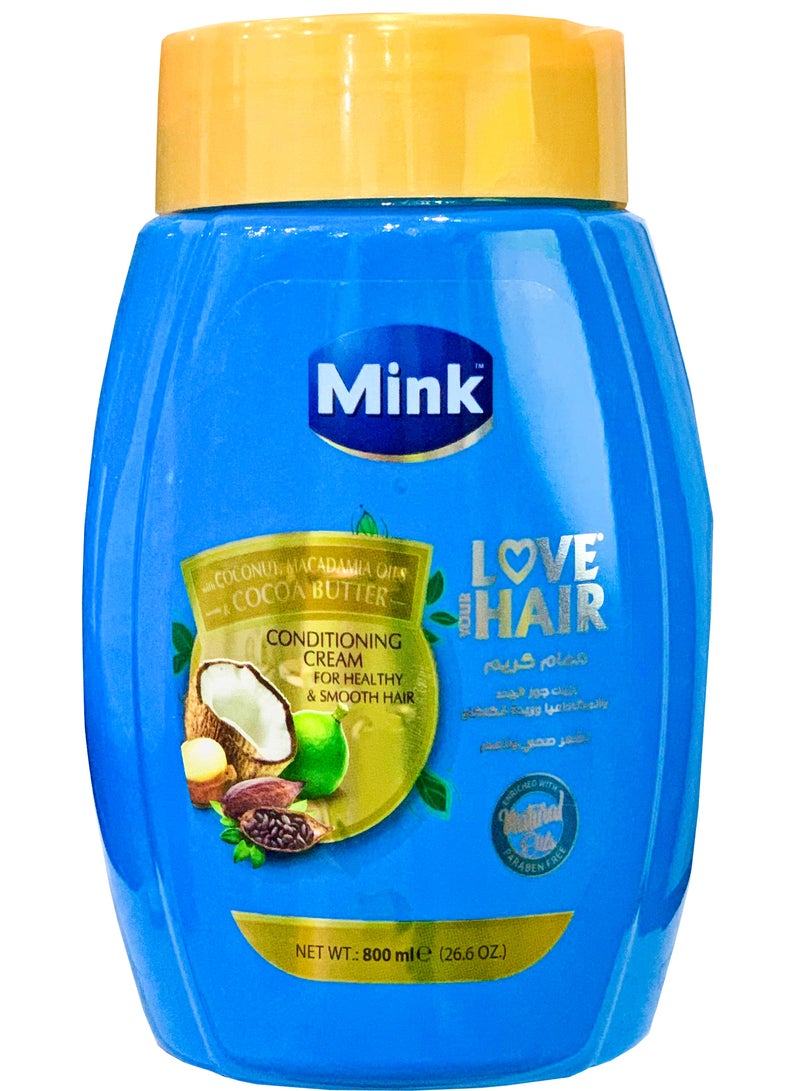 منك مينك حمام كريم للشعر بجوز الهند وزيوت المكاديميا وزبدة الكاكاو 800 مل - Image 1