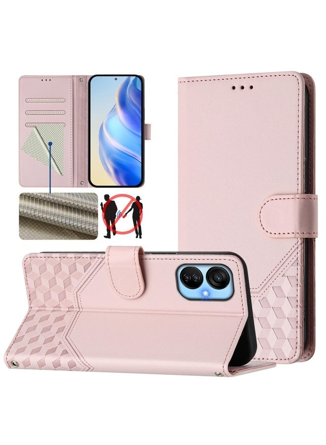 HuHa For Tecno Spark 9 Pro / Spark 9T Honeycomb Embossing RFID Leather Phone Case(Pink) - Image 1