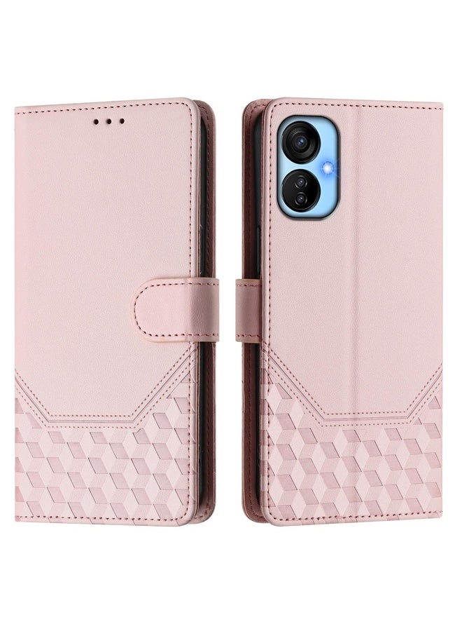 HuHa For Tecno Spark 9 Pro / Spark 9T Honeycomb Embossing RFID Leather Phone Case(Pink) - Image 2