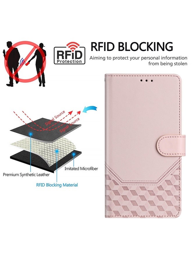 HuHa For Tecno Spark 9 Pro / Spark 9T Honeycomb Embossing RFID Leather Phone Case(Pink) - Image 4