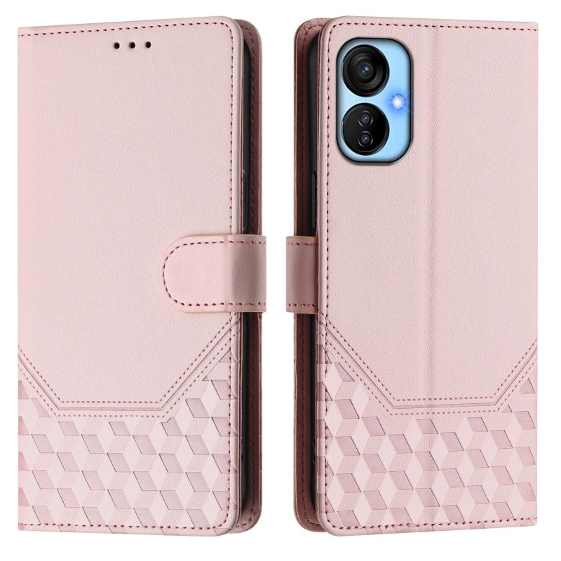 HuHa Case Cover For Tecno Spark 9 Pro / Spark 9T Honeycomb Embossing RFID Leather Phone Case(Pink) - Image 2